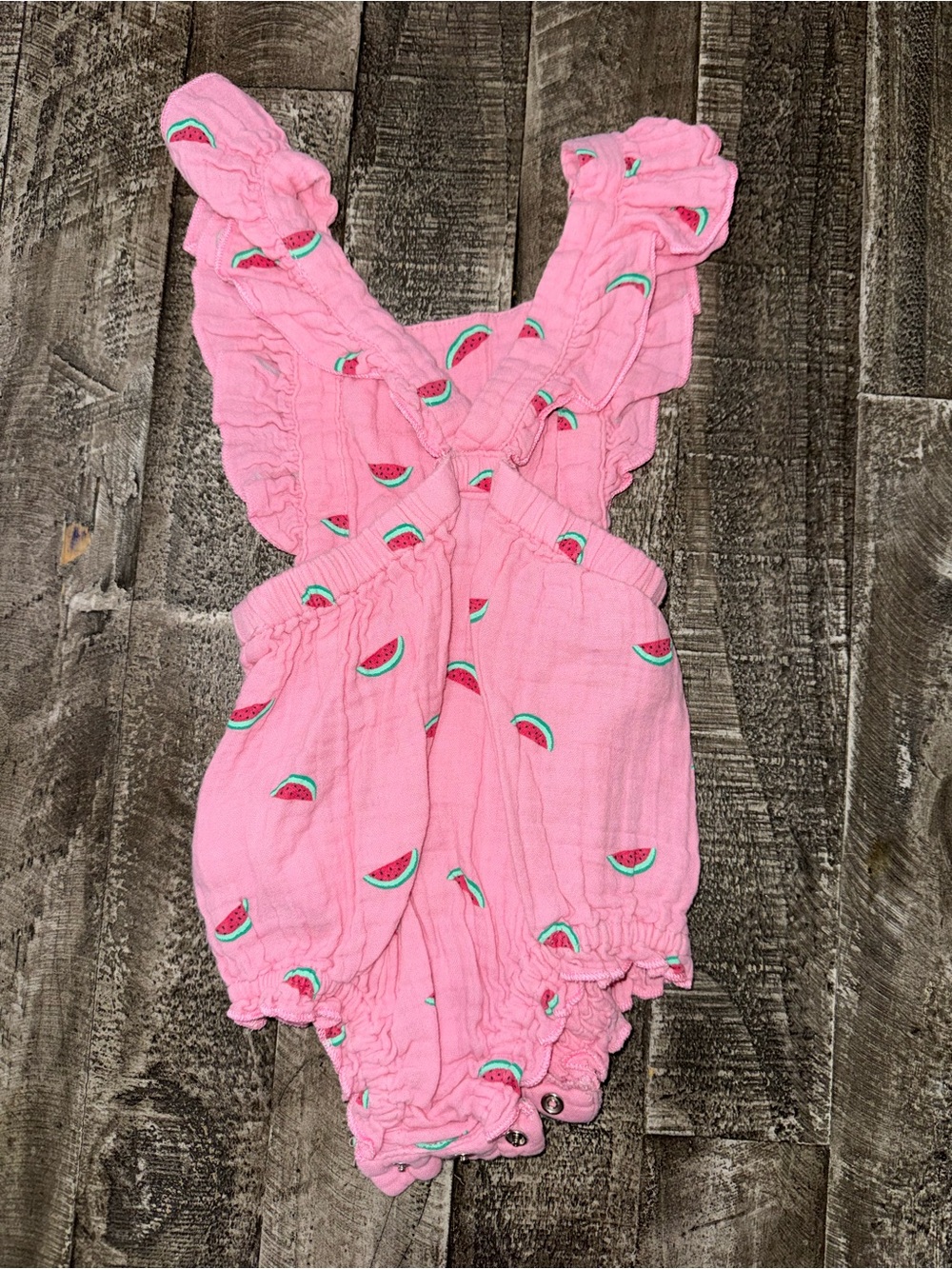 Old Navy Pink Watermelon Ruffle Baby Romper - Picture 2 of 3